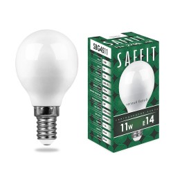 Лампа светодиодная SAFFIT SBG4511 Шарик E14 11W теплый свет (2700К)