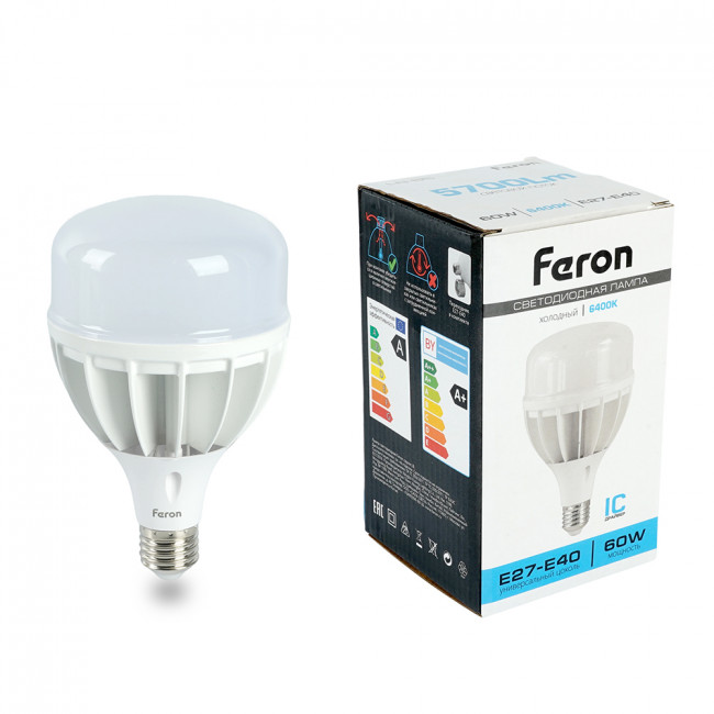 Лампа светодиодная Feron LB-65 E27-E40 60W 175-265V 6400K, артикул FERON 25782 Лампа светодиодная Feron LB-65 E27-E40 60W 175-265V 6400K, артикул FERON 25782