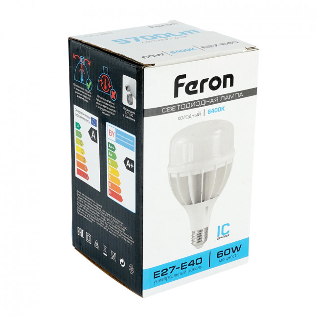 Лампа светодиодная Feron LB-65 E27-E40 60W 175-265V 6400K, артикул FERON 25782 Лампа светодиодная Feron LB-65 E27-E40 60W 175-265V 6400K, артикул FERON 25782