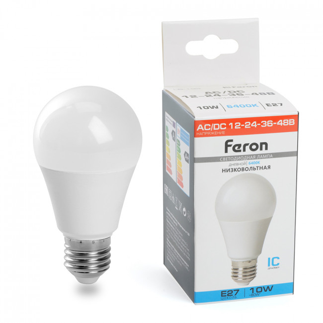 Лампа светодиодная низковольтная Feron LB-192 Шар E27 10W 12-48V 6400K, артикул FERON 48732 Лампа светодиодная низковольтная Feron LB-192 Шар E27 10W 12-48V 6400K, артикул FERON 48732