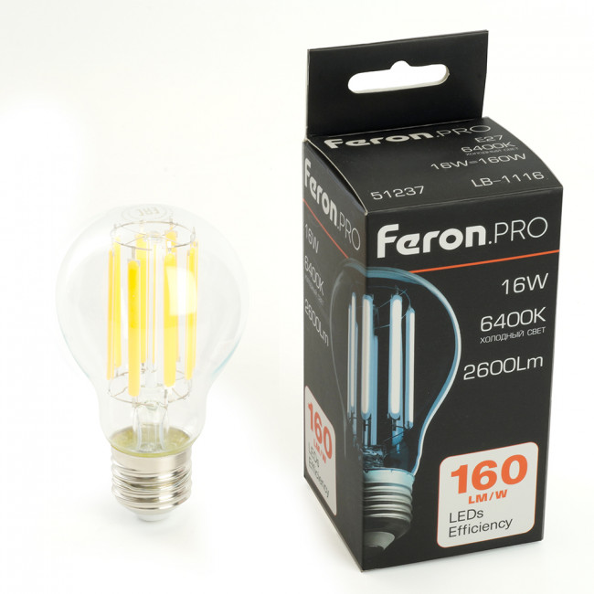 Лампа светодиодная Feron.PRO LB-1116 Шар E27 2600LM 16W 175-265V 6400K, артикул FERON 51237
