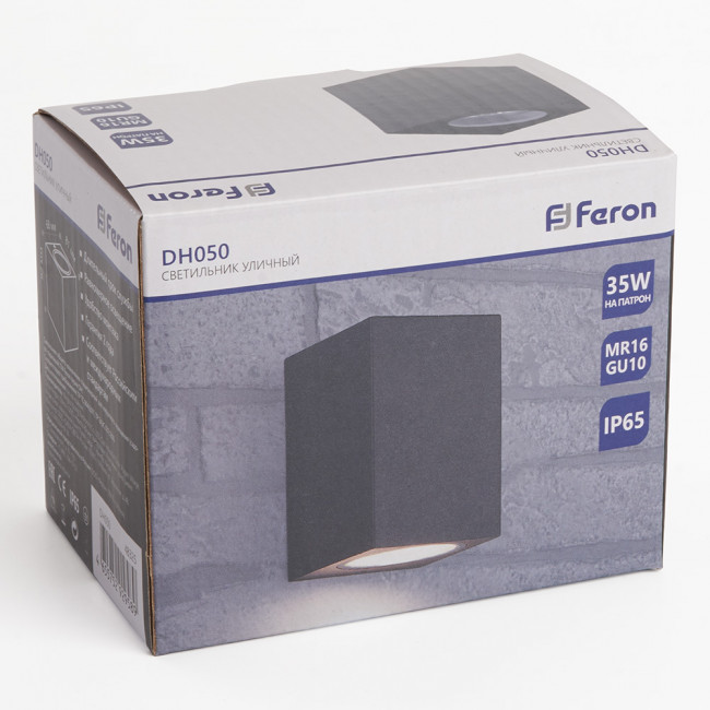 Светильник садово-парковый Feron DH050,на стену, GU10 230V, черный, артикул FERON 48325