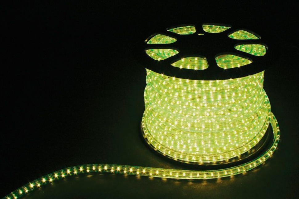 Дюралайт (световая нить) со светодиодами, 2W 100м 230V 36LED/м 13мм, лимонный, LED-R2W 26206 