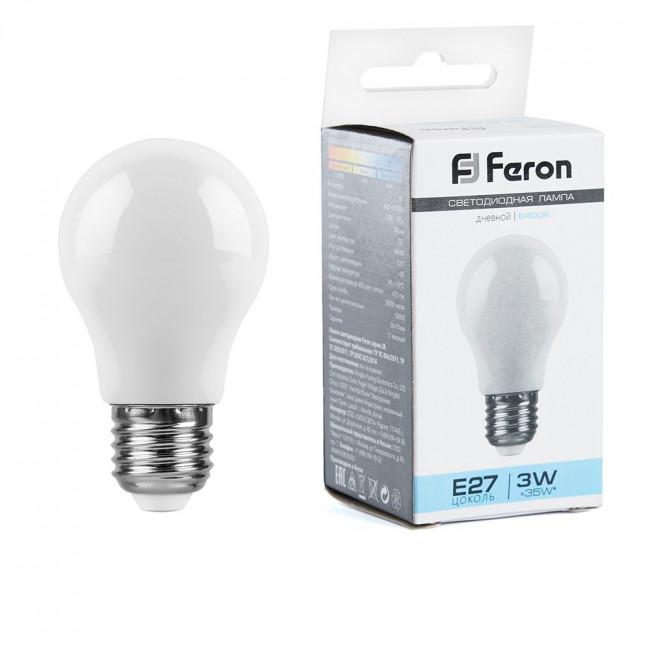 Лампа светодиодная Feron LB-375 E27 3W матовая 230V 6400K, артикул FERON 25920 Лампа светодиодная Feron LB-375 E27 3W матовая 230V 6400K, артикул FERON 25920