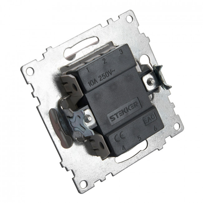 Переключатель1-клавишный (механизм), STEKKER GLS10-7105-02, 250V, 10А, серия Катрин, шампань, артикул STEKKER 39590