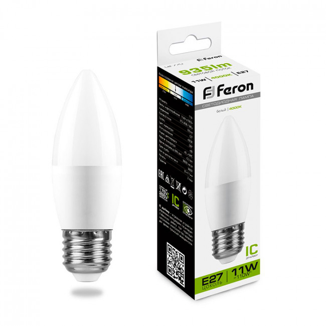 Лампа светодиодная Feron LB-770 Свеча E27 11W 175-265V 4000K, артикул FERON 25944 Лампа светодиодная Feron LB-770 Свеча E27 11W 175-265V 4000K, артикул FERON 25944