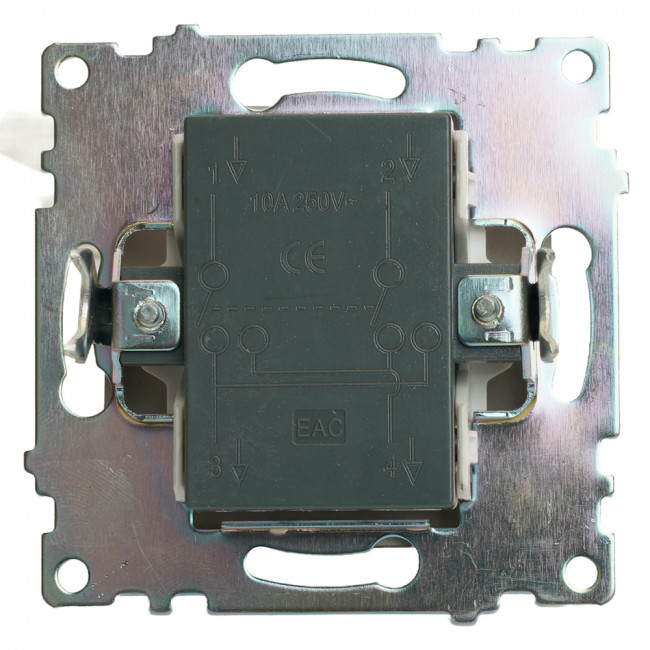 Переключатель перекрестный 1-клавишный (механизм), STEKKER GLS10-7110-04, 250V, 10А, серия Катрин, шоколад, артикул STEKKER 49180