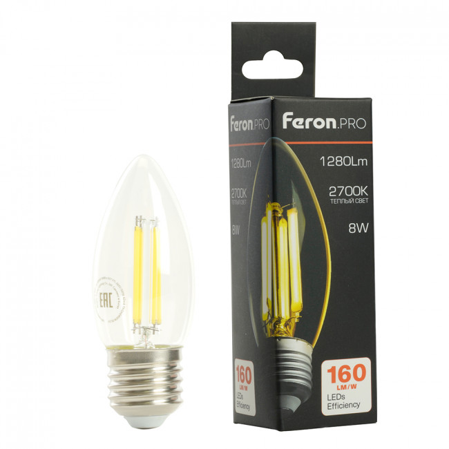 Лампа светодиодная Feron.PRO LB-1208 Свеча E27 1280LM 8W 175-265V 2700K, артикул FERON 51241 Лампа светодиодная Feron.PRO LB-1208 Свеча E27 1280LM 8W 175-265V 2700K, артикул FERON 51241