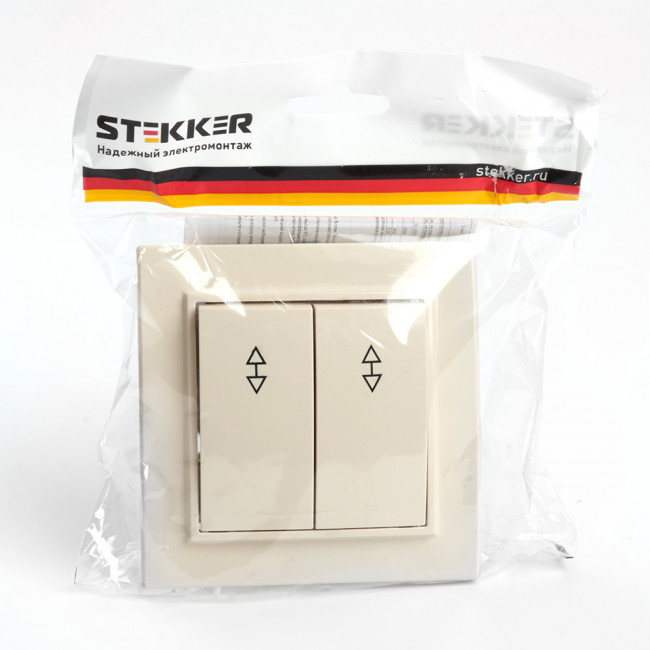 Переключатель 2-клавишный STEKKER PSW10-9008-02, 250В, 10А, серия Эрна, слоновая кость, артикул STEKKER 39920 Переключатель 2-клавишный STEKKER PSW10-9008-02, 250В, 10А, серия Эрна, слоновая кость, артикул STEKKER 39920