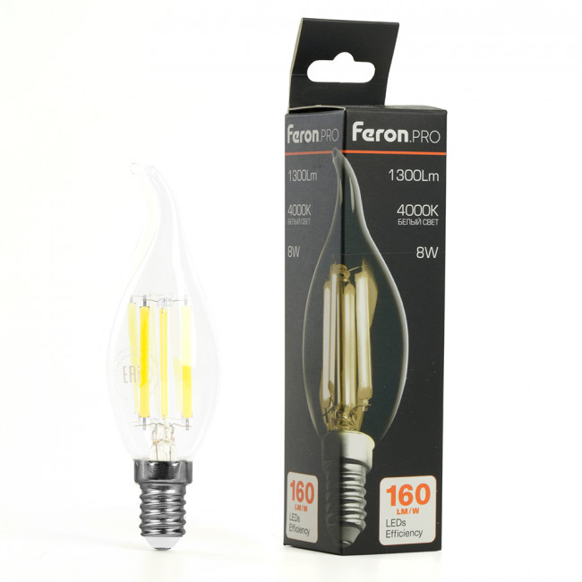 Лампа светодиодная Feron.PRO LB-1218 Свеча на ветру E14 1300LM 8W 175-265V 4000K, артикул FERON 51266