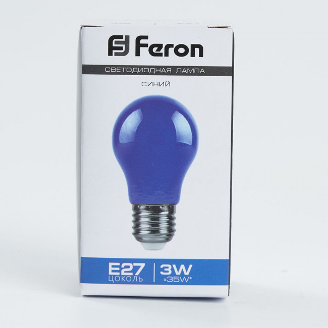 Лампа светодиодная Feron LB-375 E27 3W матовая 230V синяя, артикул FERON 25923