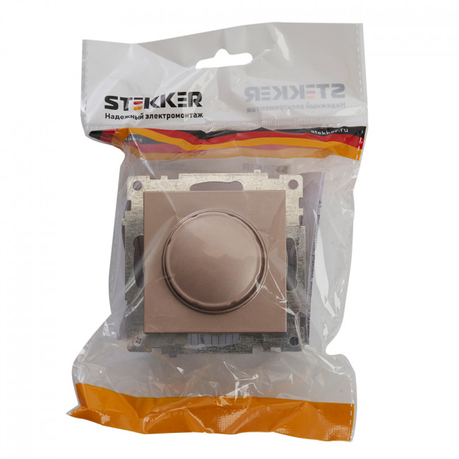 Выключатель диммирующий TRIAC(механизм), STEKKER GLS10-7106-02, 250V, 500W, серия Катрин, шампань, артикул STEKKER 39601