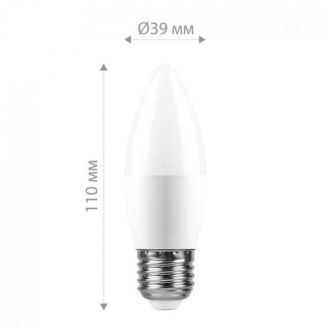 Лампа светодиодная Feron LB-980 Свеча E27 15W 175-265V 6400K, артикул FERON 52071