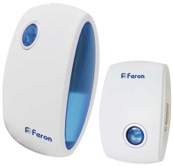 Звонок дверной беспроводной Feron E-376 Электрический 36 мелодии белый синий с питанием от батареек