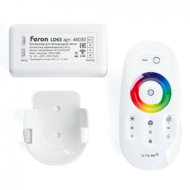 Контроллер RGB для светодиодной ленты с П/У белый, 12-24V, LD63, артикул FERON 48030