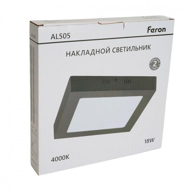 Светодиодный светильник Feron AL505 накладной 18W 4000K черный, артикул FERON 51074 Светодиодный светильник Feron AL505 накладной 18W 4000K черный, артикул FERON 51074