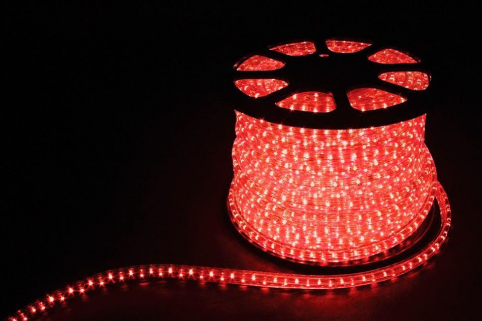 Дюралайт (световая нить) со светодиодами, 3W 50м 230V 72LED/м 11х17мм, красный, LED-F3W