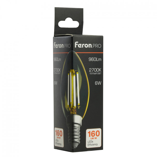 Лампа светодиодная Feron.PRO LB-1206 Свеча E14 980LM 6W 175-265V 4000K, артикул FERON 51245