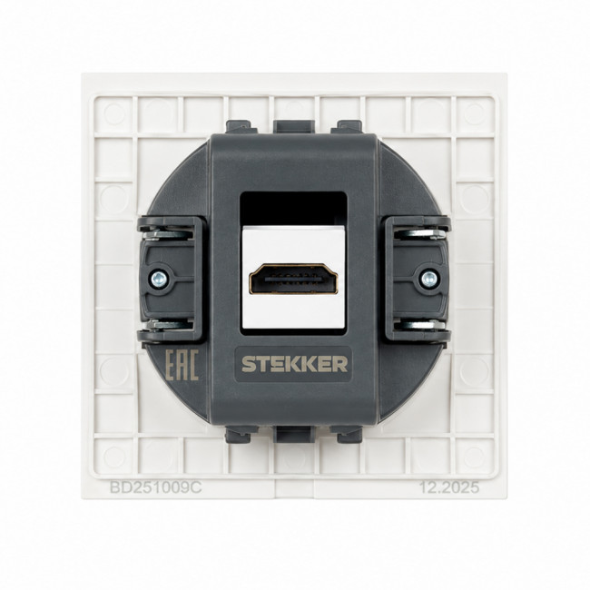 Розетка HDMI 2.0 Type A (механизм), STEKKER, серия Эмили, RST00-5118-01, белый фарфор, soft touch, артикул STEKKER 50827