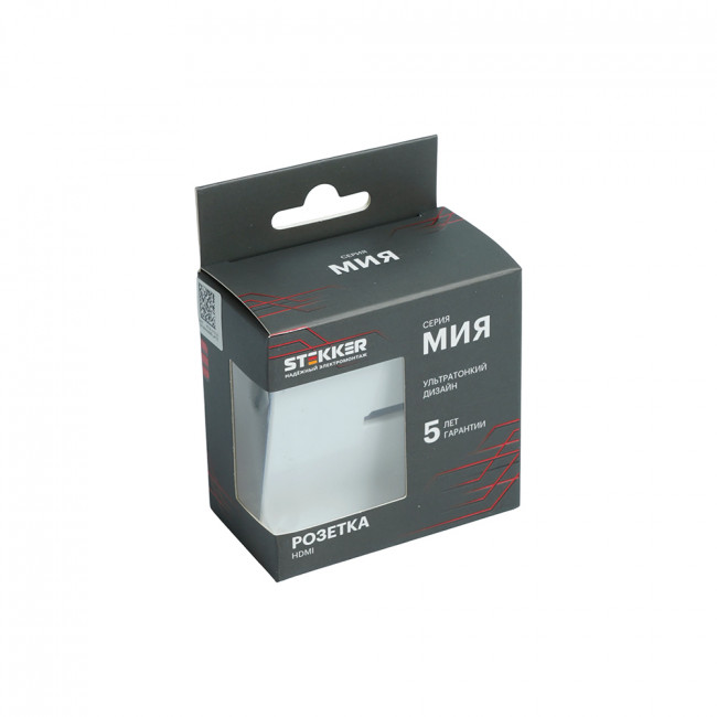 Розетка HDMI 2.0 Type A (механизм), STEKKER, серия Эмили, RST00-5118-01, белый фарфор, soft touch, артикул STEKKER 50827