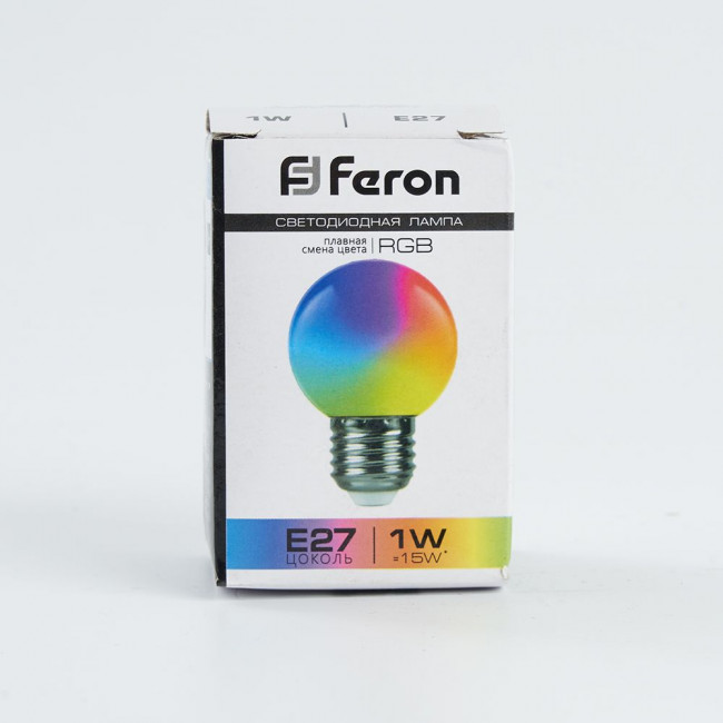 Лампа светодиодная Feron LB-37 Шарик матовый E27 1W 230V RGB плавная сменая цвета, артикул FERON 38116 Лампа светодиодная Feron LB-37 Шарик матовый E27 1W 230V RGB плавная сменая цвета, артикул FERON 38116
