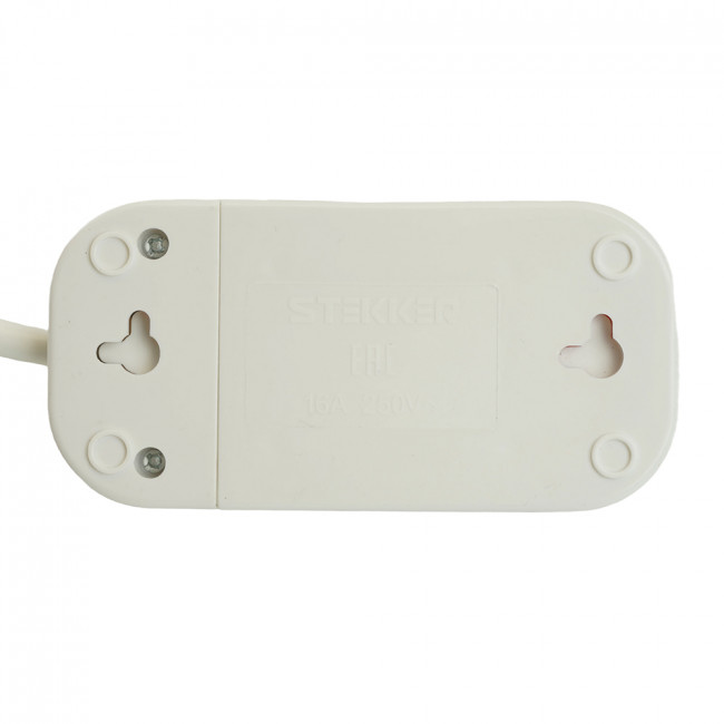Удлинитель двухместный с/з  STEKKER HM06-21-02 3x1мм2, 2м, серия Home, белый, артикул STEKKER 49339