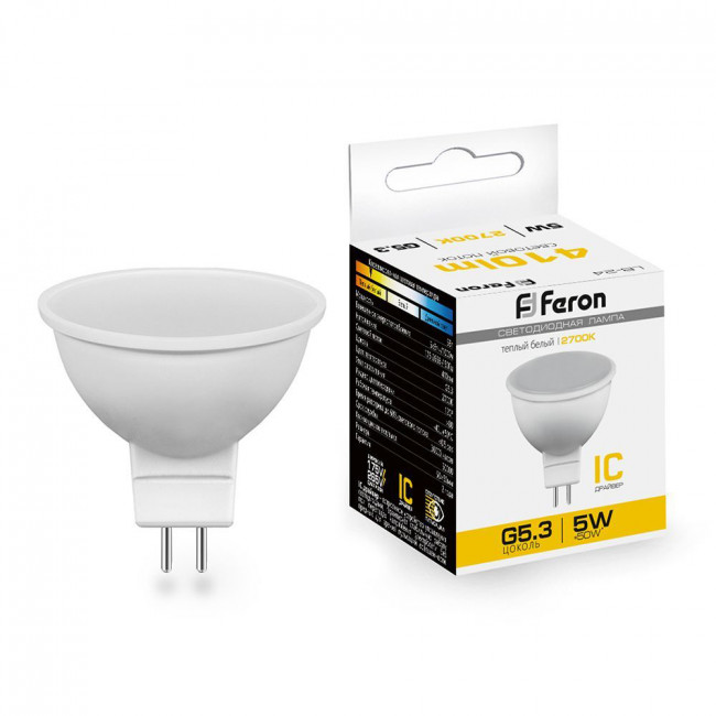 Лампа светодиодная Feron LB-24 MR16 G5.3 5W 175-265V 2700K, артикул FERON 25127