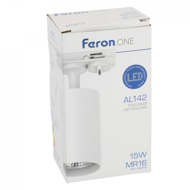 Светильник Feron.ONE AL142 трековый однофазный на шинопровод под лампу GU10, белый, артикул FERON 51211