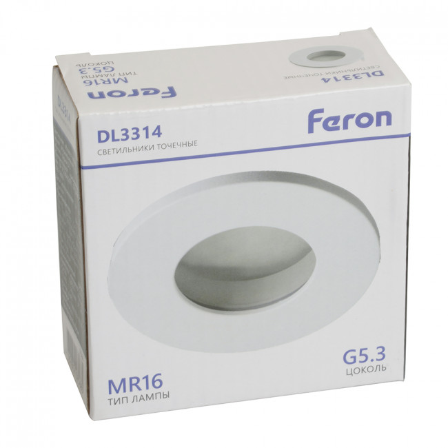 Светильник встраиваемый Feron DL3114 потолочный MR16 G5.3 белый IP44, артикул FERON 51366