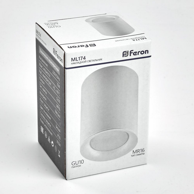 Светильник потолочный Feron ML174 MR16 GU10 35W 230V, белый, артикул FERON 32632 Светильник потолочный Feron ML174 MR16 GU10 35W 230V, белый, артикул FERON 32632