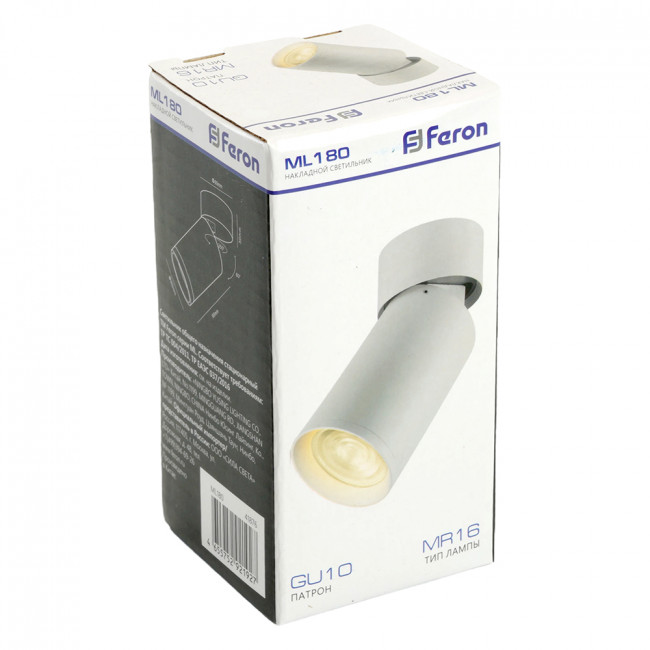 Светильник потолочный Feron ML180 MR16 35W 230V, белый, артикул FERON 41876