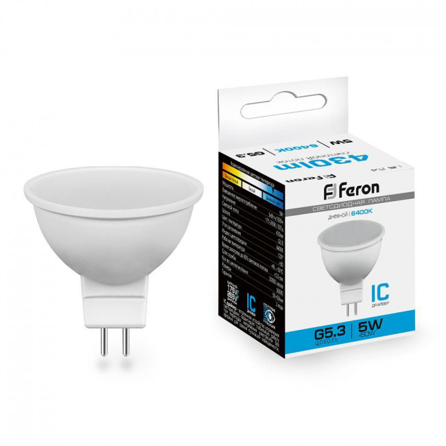 Лампа светодиодная Feron LB-24 MR16 G5.3 5W 175-265V 6400K, артикул FERON 25125