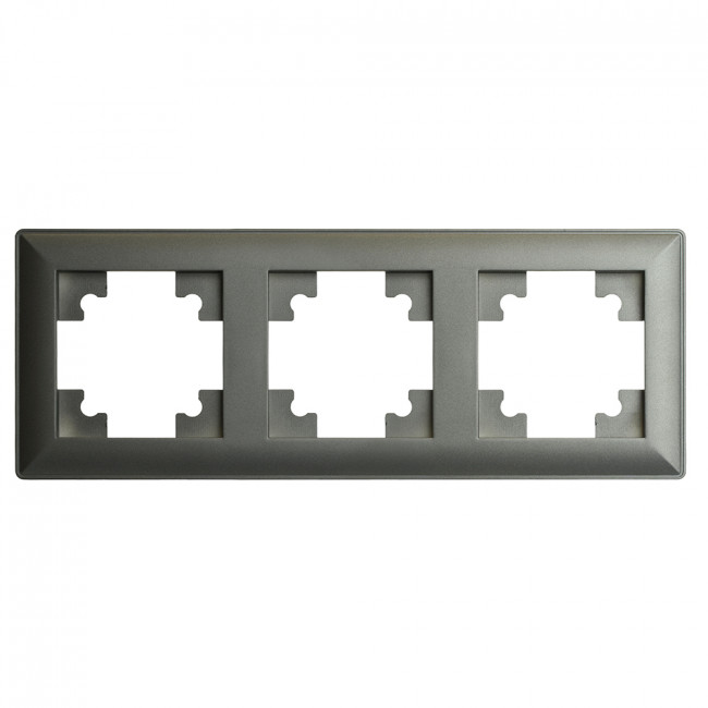 Рамка STEKKER, PFR00-7003-06 3-местная, пластик, серия Катрин, графит, артикул STEKKER 39809
