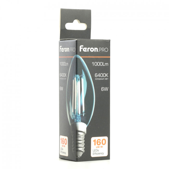 Лампа светодиодная Feron.PRO LB-1206 Свеча E14 6W 1000LM 175-265V 6400K, артикул FERON 51246 Лампа светодиодная Feron.PRO LB-1206 Свеча E14 6W 1000LM 175-265V 6400K, артикул FERON 51246
