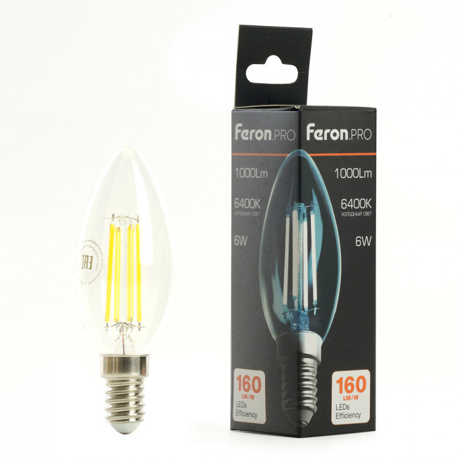 Лампа светодиодная Feron.PRO LB-1206 Свеча E14 6W 1000LM 175-265V 6400K, артикул FERON 51246