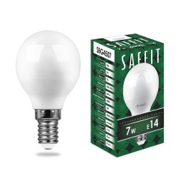 Лампа светодиодная SAFFIT SBG4507 Шарик E14 7W дневной свет (4000К)