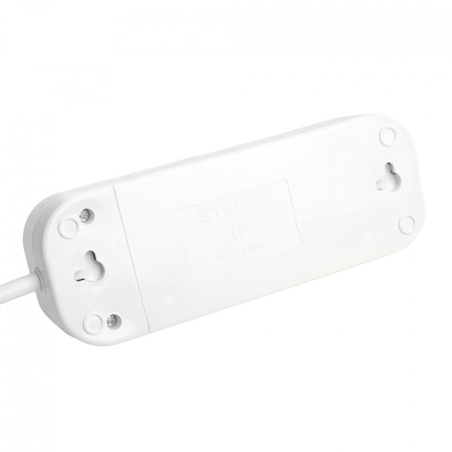 Удлинитель трехместный с/з  STEKKER HM06-31-02 3x1мм2, 2м, серия Home, белый, артикул STEKKER 49347