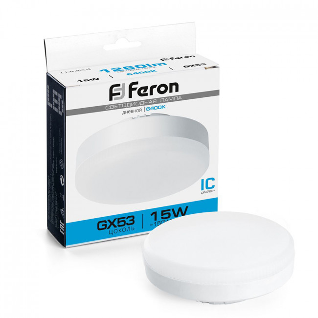 Лампа светодиодная Feron LB-454 GX53 15W 175-265V 6400K, артикул FERON 25869