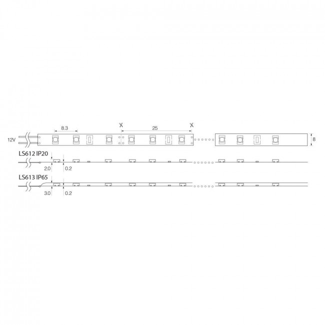 Светодиодная LED лента Feron LS612, 120SMD(2835)/m 9.6W/m 12V 5m 6500К, артикул FERON 27729