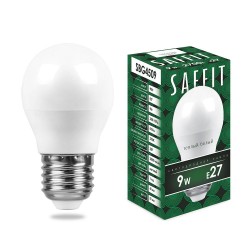 Светодиодная лампа Saffit 9W теплый свет (2700K) 230V E27 G45 SBG4509