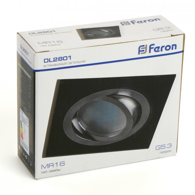 Светильник встраиваемый Feron DL2801 потолочный MR16 G5.3 черный-хром, артикул FERON 32638