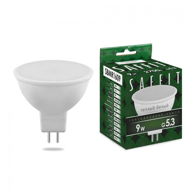 Лампа светодиодная SAFFIT SBMR1609 MR16 GU5.3 9W 230V 2700K, артикул SAFFIT 55084