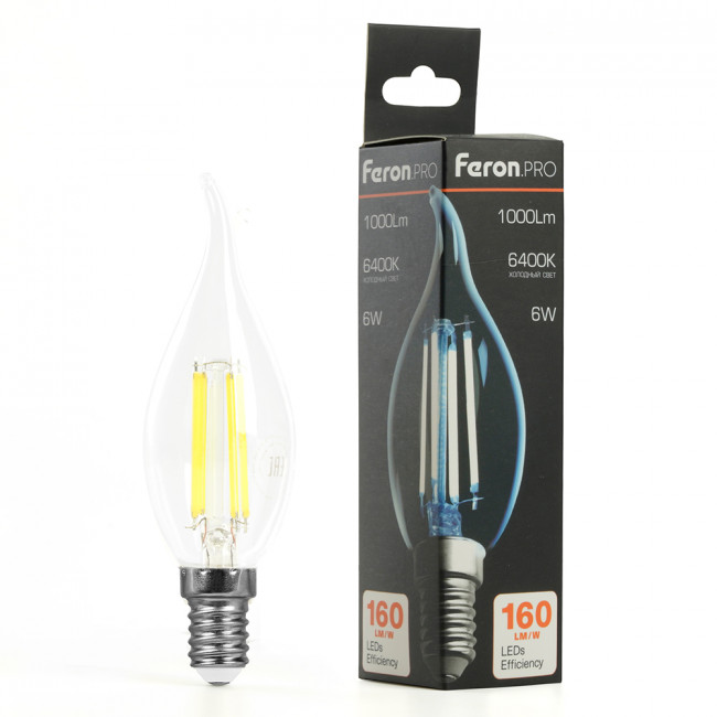 Лампа светодиодная Feron.PRO LB-1216 Свеча на ветру E14 6W 175-265V 6400K, артикул FERON 51264
