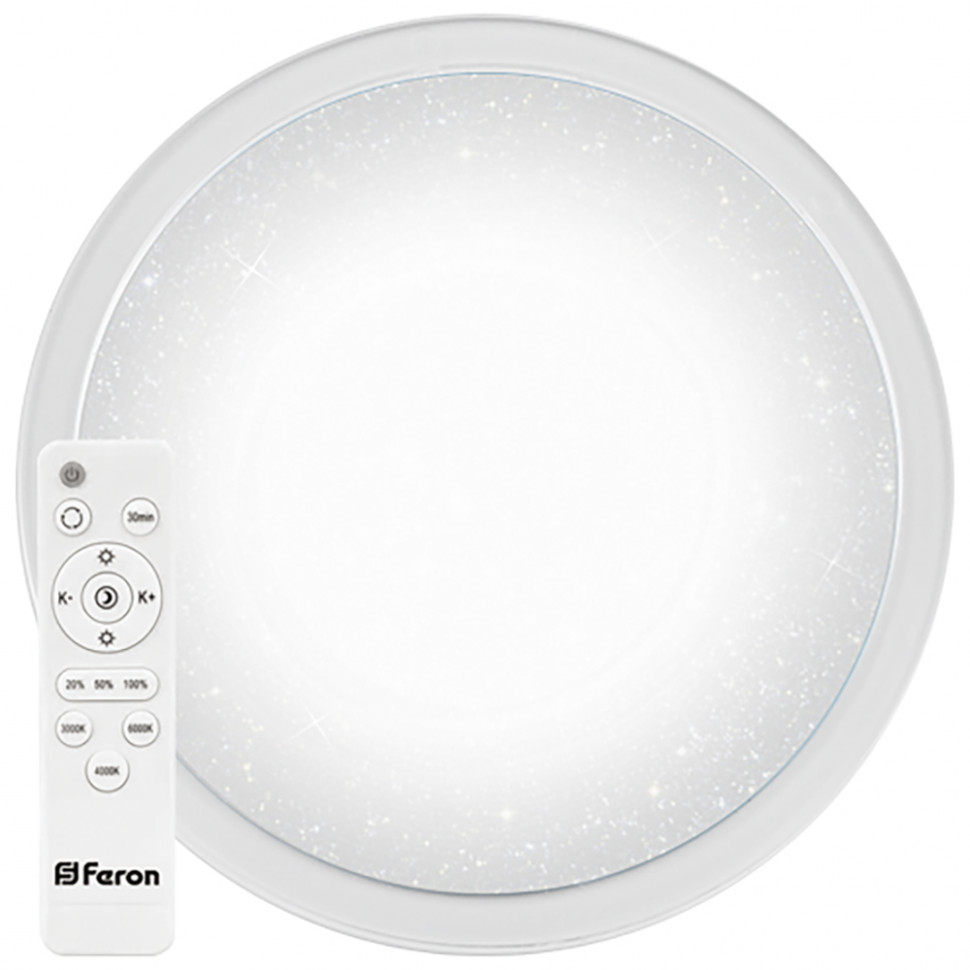 Светодиодный управляемый светильник накладной Feron AL5000 тарелка 70W теплый-дневной-холодный свет (3000-6500К) белый с кантом 41584 