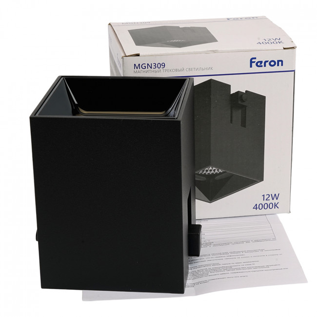 Светильник светодиодный Feron MGN309 трековый низковольтный 12W, 1080 Lm, 4000К, 35 градусов, черный, артикул FERON 51591