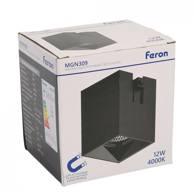 Светильник светодиодный Feron MGN309 трековый низковольтный 12W, 1080 Lm, 4000К, 35 градусов, черный, артикул FERON 51591