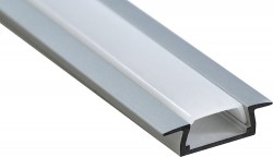 Алюминиевый профиль для светодиодной ленты "встраиваемый" (без крепежей), серебро, CAB251 (без крепежей)