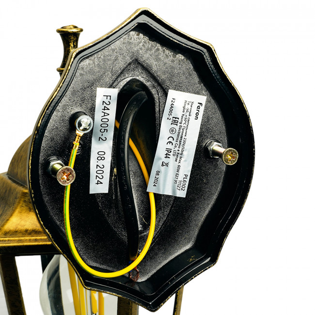 Светильник садово-парковый Feron 6102/PL6102 шестигранный на стену вниз 60W E27 230V, черное золото, артикул FERON 11127
