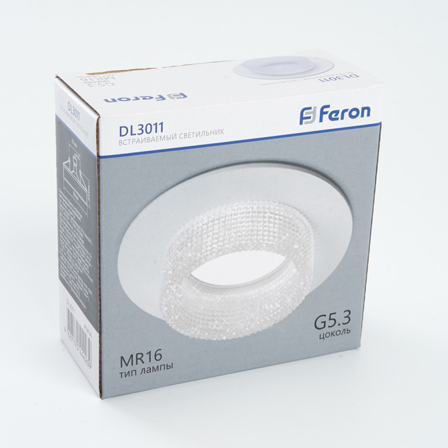 Светильник встраиваемый Feron DL3011 потолочный MR16 G5.3 белый, артикул FERON 41414 Светильник встраиваемый Feron DL3011 потолочный MR16 G5.3 белый, артикул FERON 41414