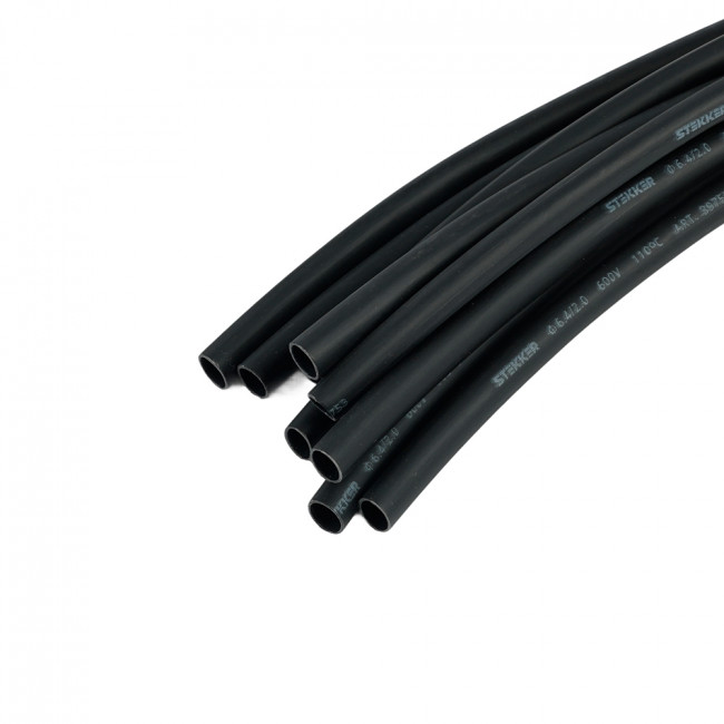 HSTG-642-100BK Термоусадочная трубка клеевая 6,4/2,0 длина 100 см., усадка 3:1, черный, артикул STEKKER 39753